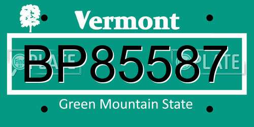 BP85587 Vermont License Plate