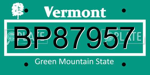 BP87957 Vermont License Plate