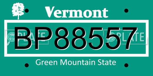 BP88557 Vermont License Plate