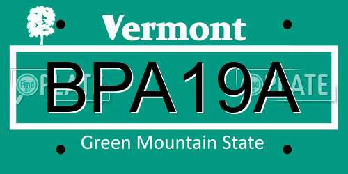 BPA19A Vermont License Plate