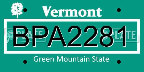 BPA2281 Vermont License Plate