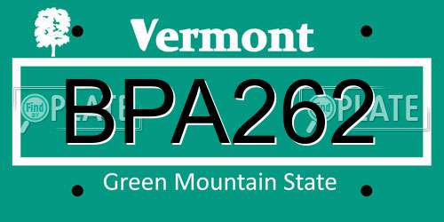 BPA262 Vermont License Plate