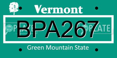 BPA267 Vermont License Plate