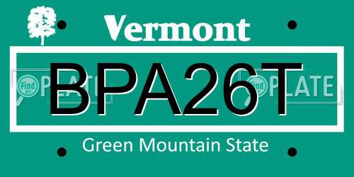 BPA26T Vermont License Plate