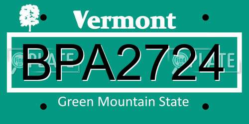 BPA2724 Vermont License Plate