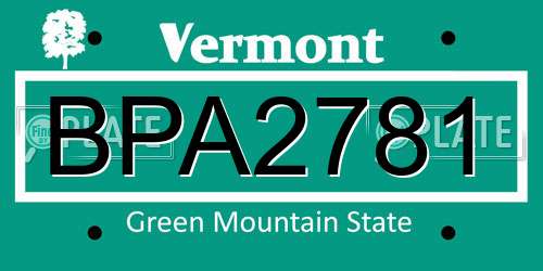 BPA2781 Vermont License Plate