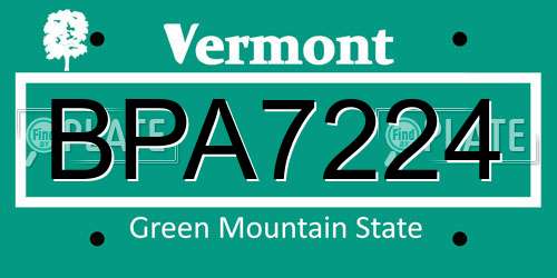 BPA7224 Vermont License Plate