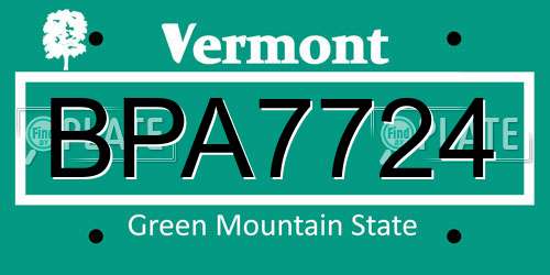 BPA7724 Vermont License Plate