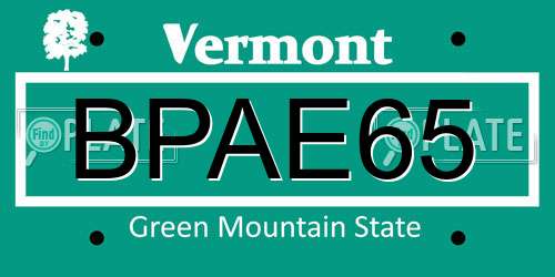 BPAE65 Vermont License Plate