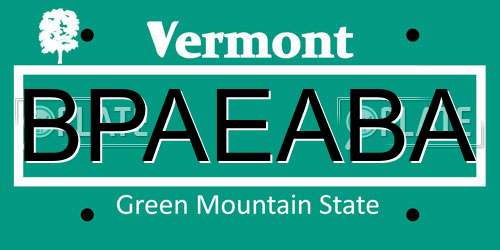 BPAEABA Vermont License Plate