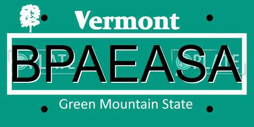 BPAEASA Vermont License Plate