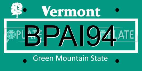 BPAI94 Vermont License Plate