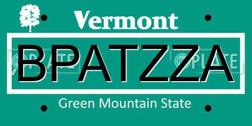 BPATZZA Vermont License Plate
