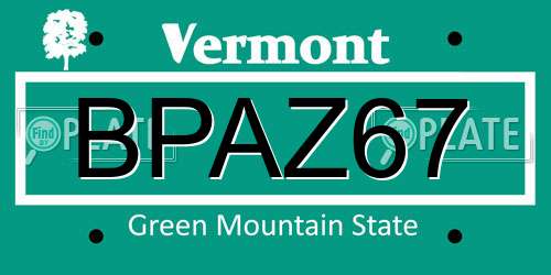 BPAZ67 Vermont License Plate