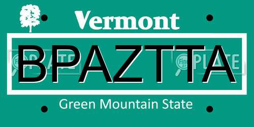 BPAZTTA Vermont License Plate