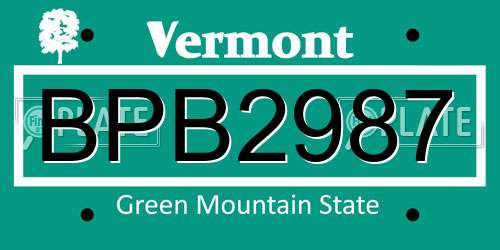 BPB2987 Vermont License Plate