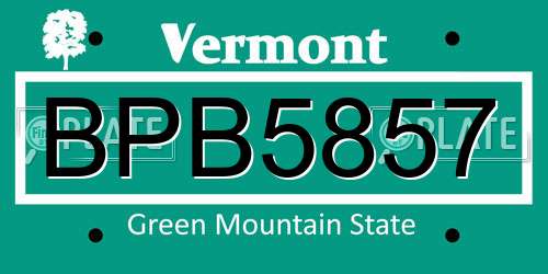 BPB5857 Vermont License Plate