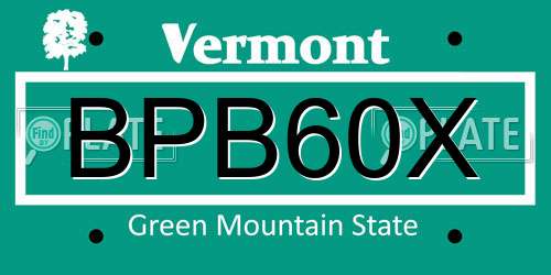 BPB60X Vermont License Plate