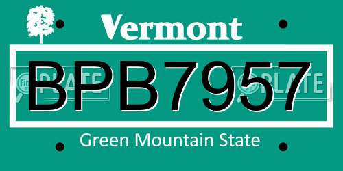 BPB7957 Vermont License Plate