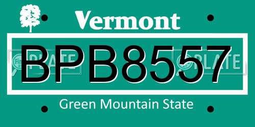 BPB8557 Vermont License Plate