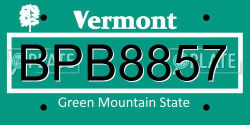 BPB8857 Vermont License Plate