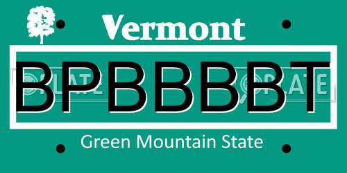 BPBBBBT Vermont License Plate
