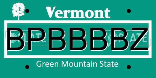 BPBBBBZ Vermont License Plate