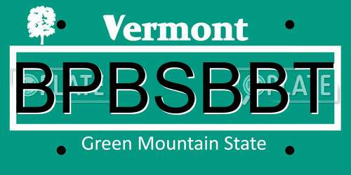 BPBSBBT Vermont License Plate