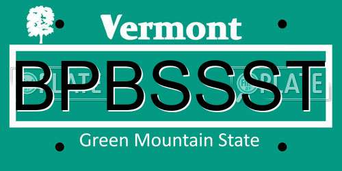 BPBSSST Vermont License Plate