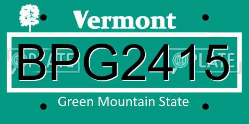 BPG2415 Vermont License Plate