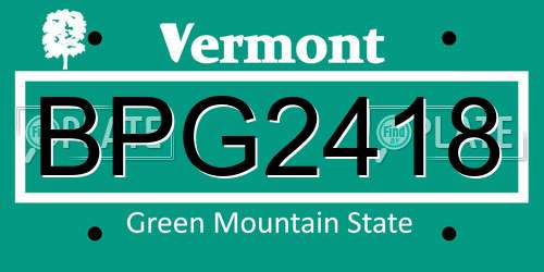 BPG2418 Vermont License Plate