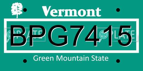 BPG7415 Vermont License Plate