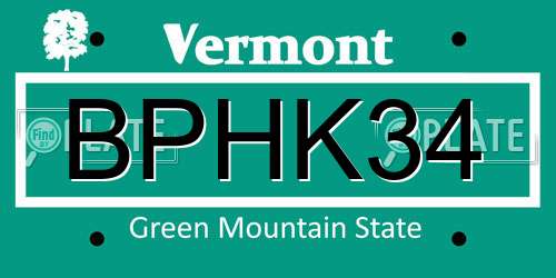 BPHK34 Vermont License Plate