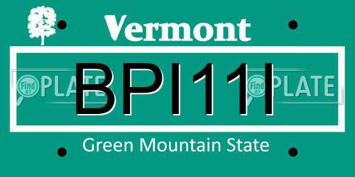 BPI11I Vermont License Plate