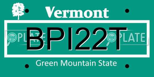 BPI22T Vermont License Plate