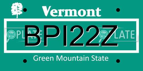 BPI22Z Vermont License Plate