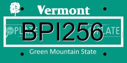 BPI256 Vermont License Plate