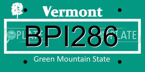 BPI286 Vermont License Plate