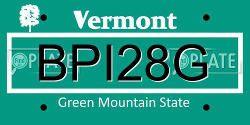 BPI28G Vermont License Plate