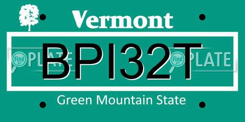 BPI32T Vermont License Plate
