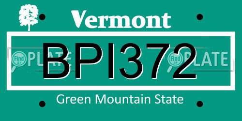 BPI372 Vermont License Plate