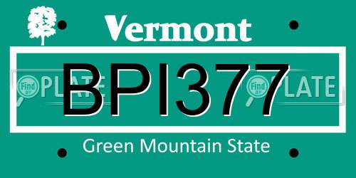 BPI377 Vermont License Plate