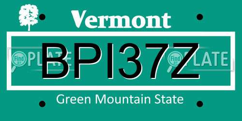 BPI37Z Vermont License Plate