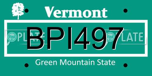 BPI497 Vermont License Plate