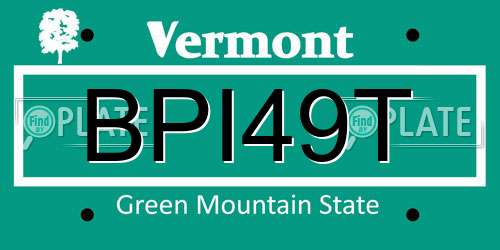 BPI49T Vermont License Plate