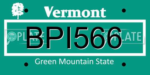 BPI566 Vermont License Plate