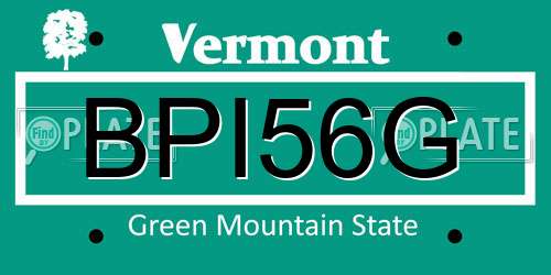 BPI56G Vermont License Plate
