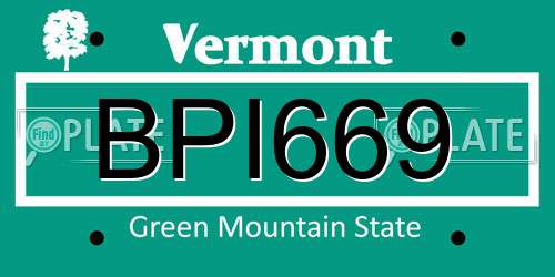 BPI669 Vermont License Plate