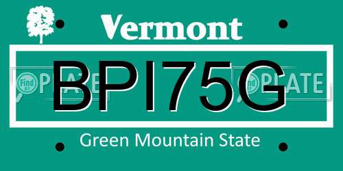 BPI75G Vermont License Plate