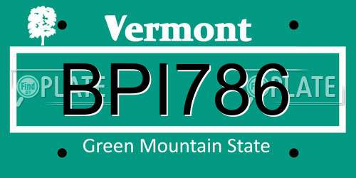 BPI786 Vermont License Plate
